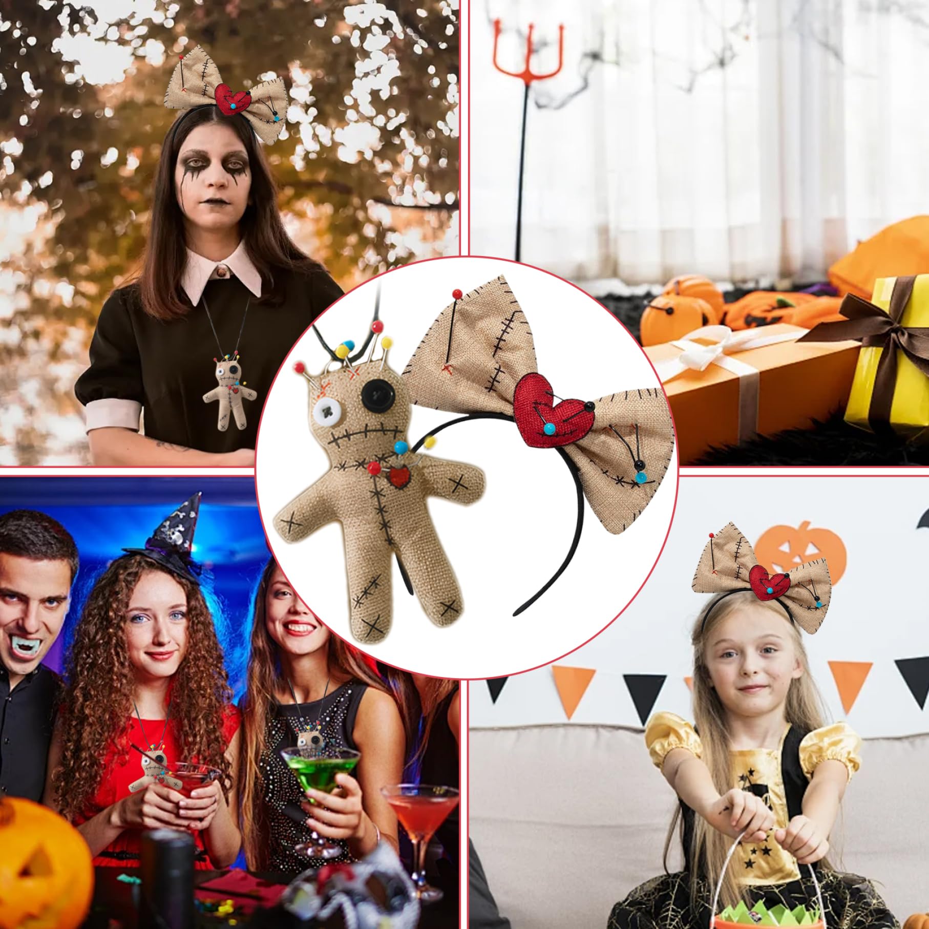 Costume De Poupée Vaudou Halloween - Set 2 Pièces (bandeau Et Collier) - Accessoire Déguisement Effrayant - 7