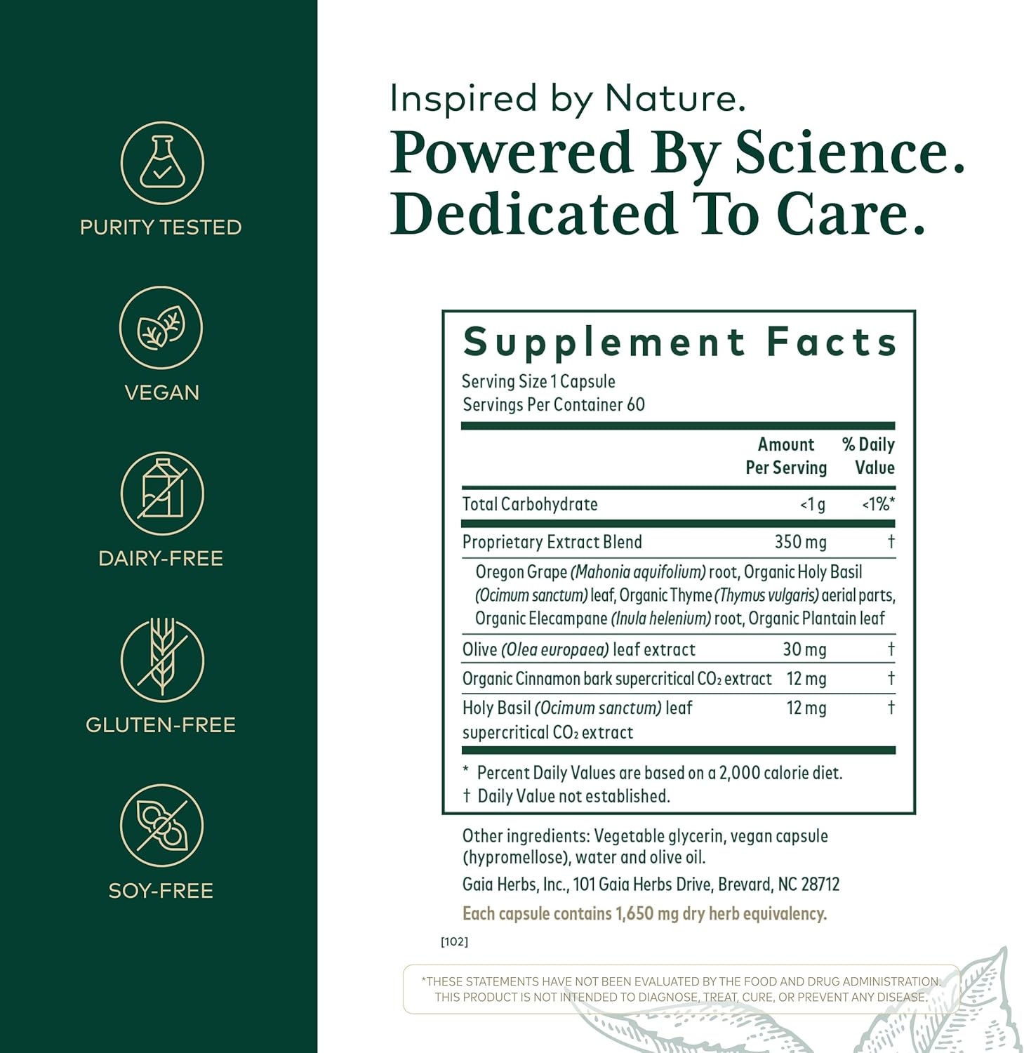 GAIA HERBS PRO Intestinal Fungal Balance - Digestion Support Supplement* - Cleanse Support Supplement* with Holy Basil Leaf, Cinnamon Bark & Oregon Grape Root - 60 Liquid Phyto-Caps (60 Servings)