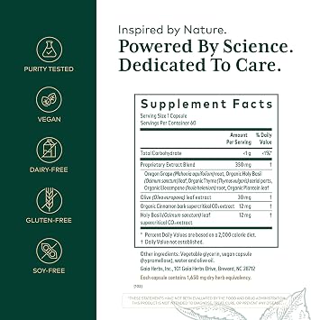 GAIA HERBS PRO Intestinal Fungal Balance - Digestion Support Supplement* - Cleanse Support Supplement* with Holy Basil Leaf, Cinnamon Bark & Oregon Grape Root - 60 Liquid Phyto-Caps (60 Servings)