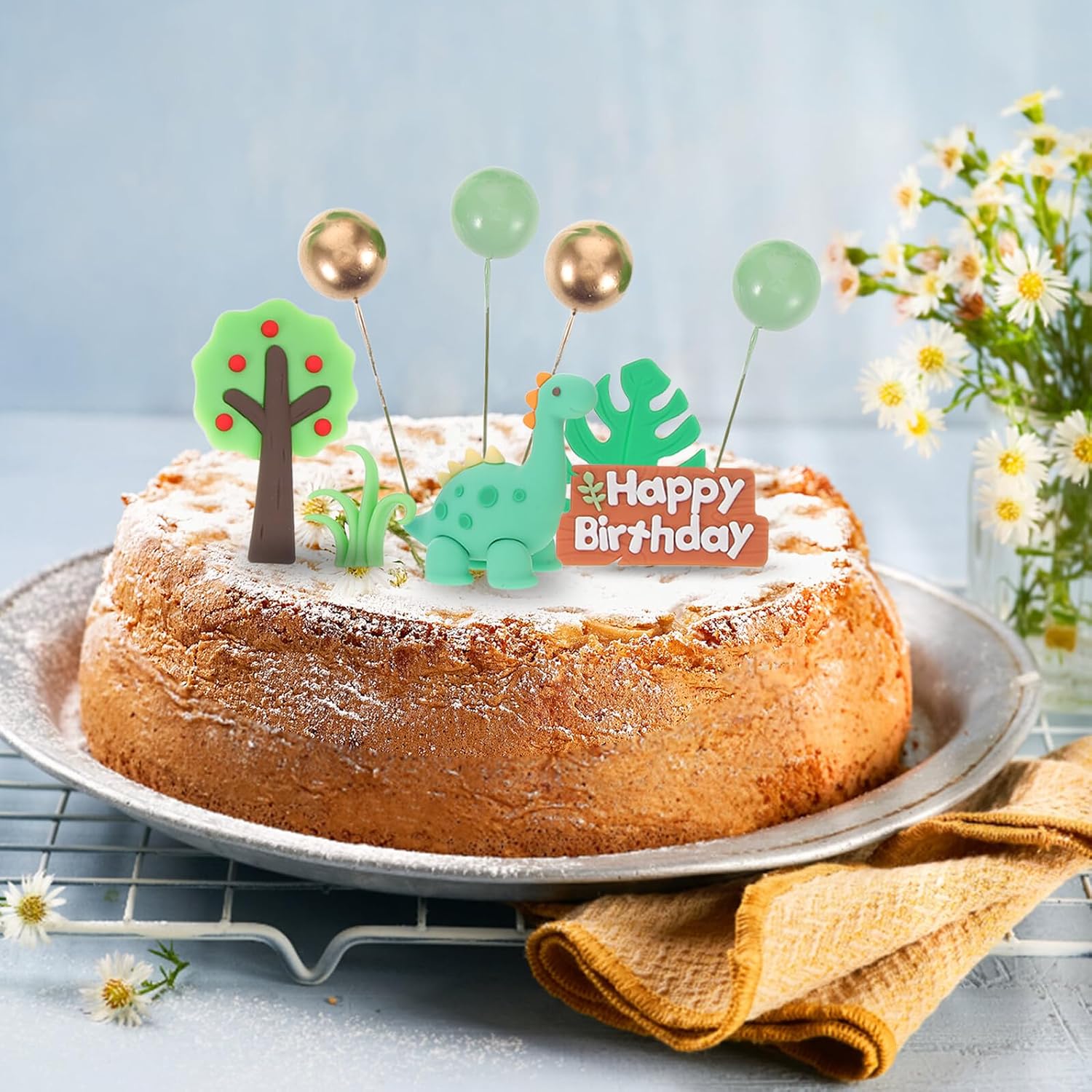 27pcs Forest Animal Cake Decorations with Clam Leaf Balls Jungle Theme Birthday Cake Toppers for Party Supplies Creative Non-edible Cupcake Picks