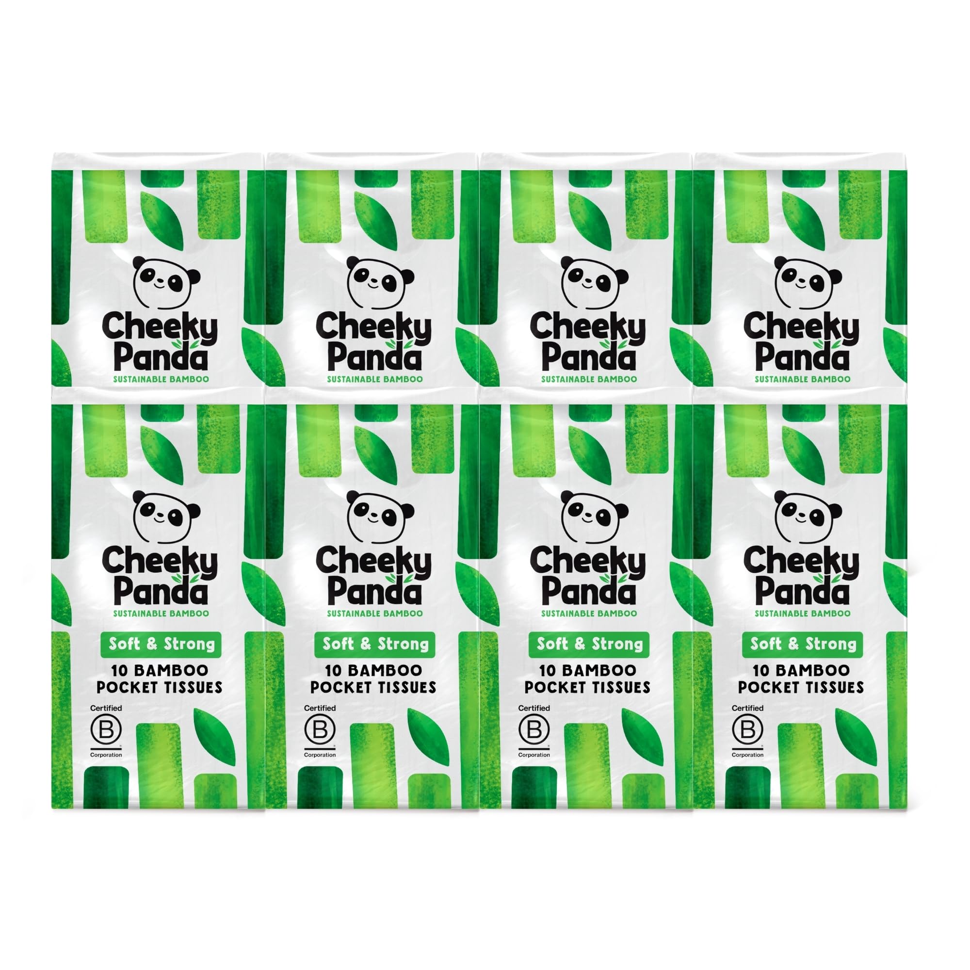 The Cheeky Panda 100% Bamboo Pocket Tissue, Pack Of 8