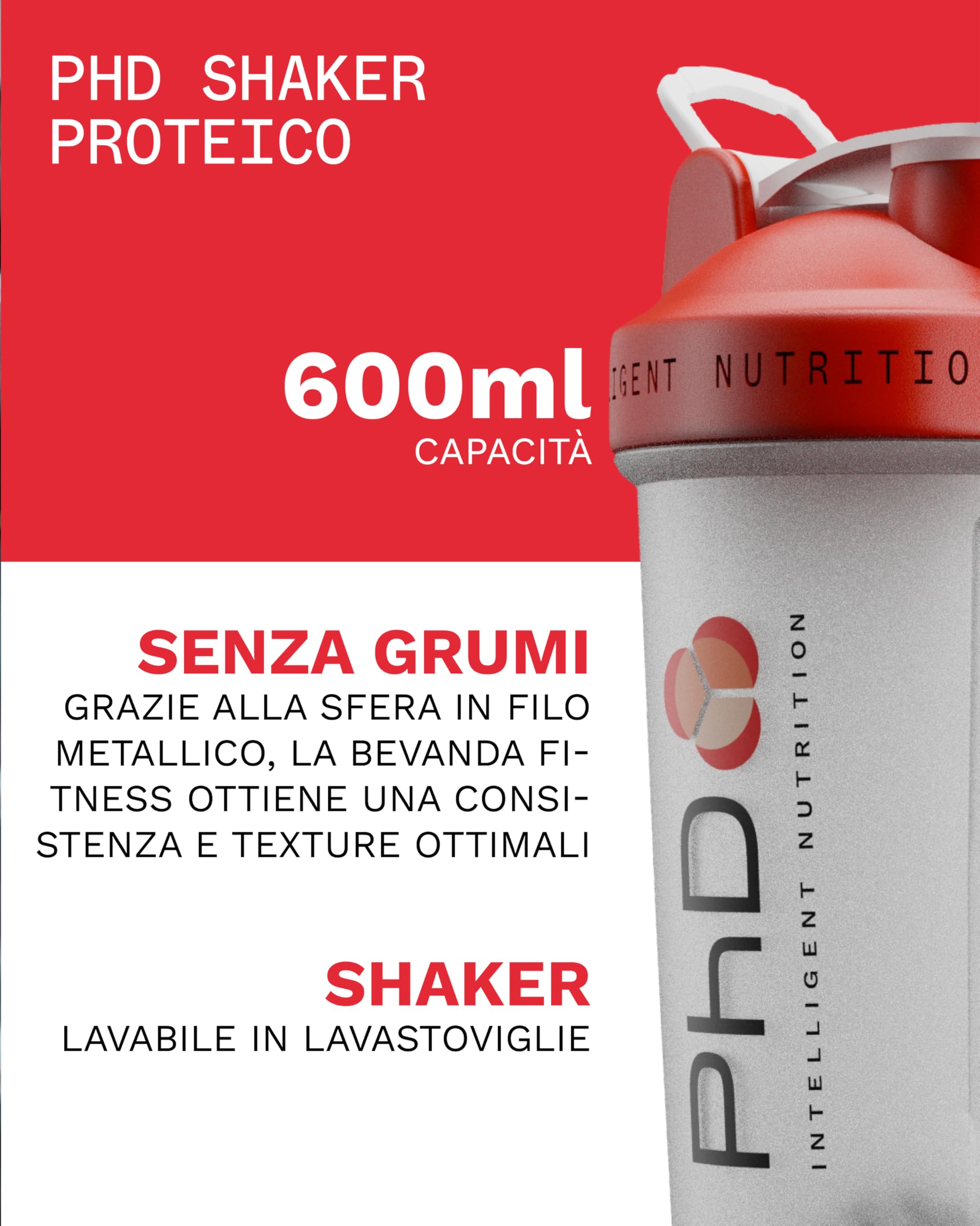 2 Pezzi Shaker Proteine - Shaker Palestra, 600ml con Scala, Prova