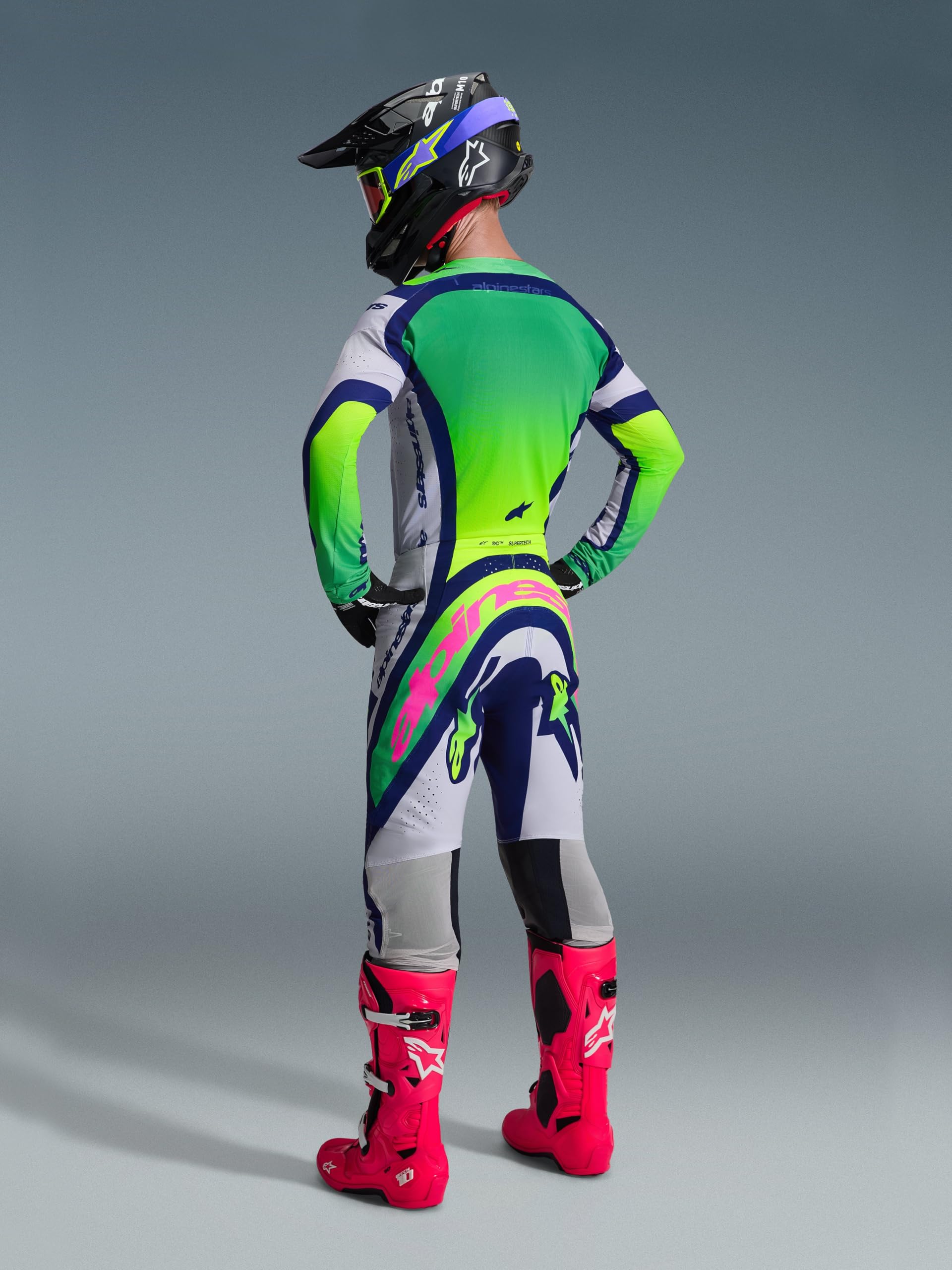 Alpinestars Supertech Vista Maglia da motocross, grigio/blu, L