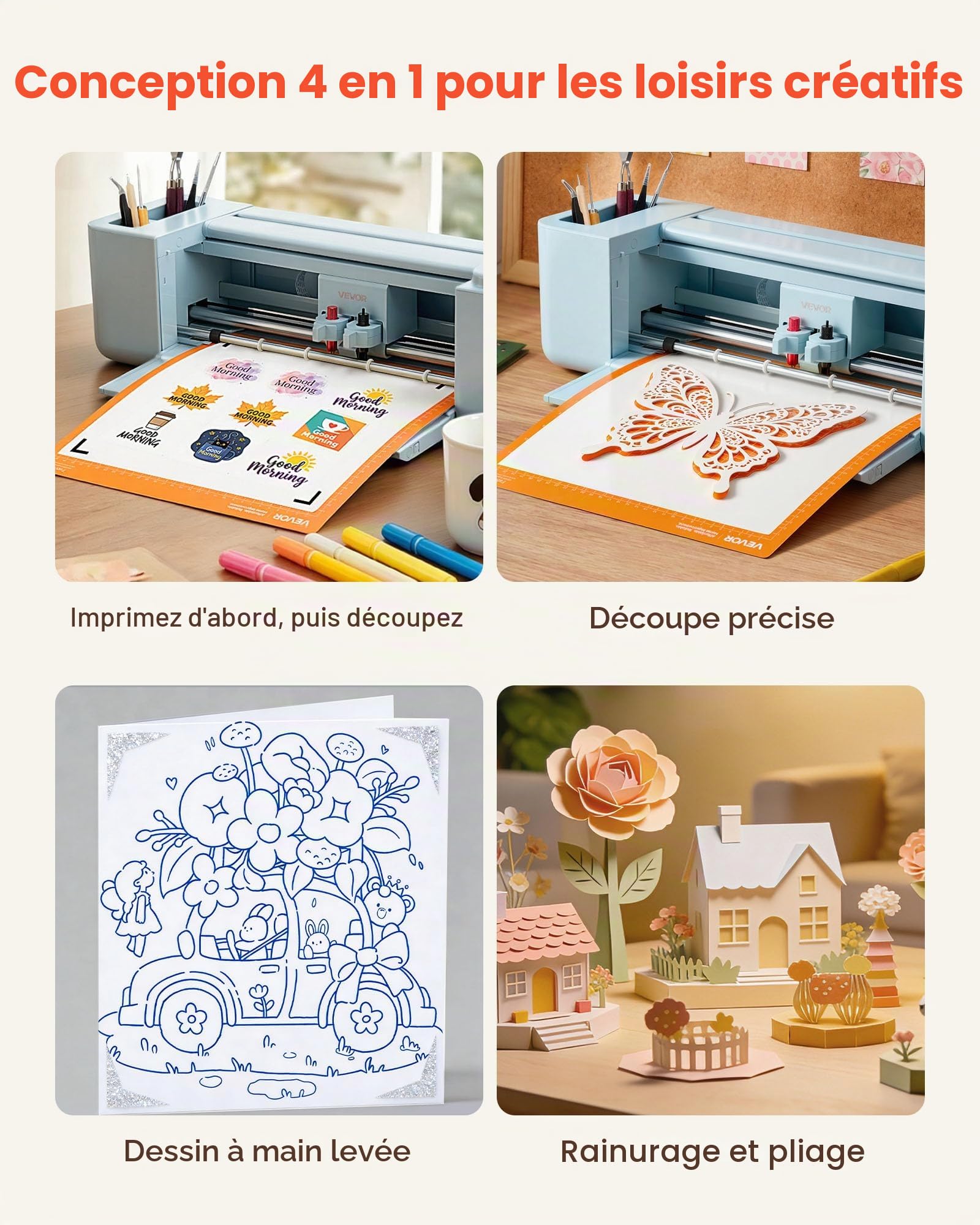VEVOR Machine de Découpe Capacité Max. 305 mm, Découpe Vinyle Commande par Boutons et Écran, pour Personnalisation Scrapbooking Décoration Loisir Créatif, Compatible avec Mac, Windows, Android et iOS