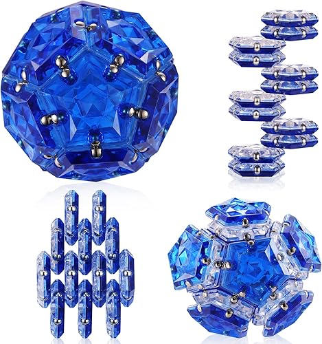 Bolas magnéticas de esfera magnética para ansiedad, color azul diamante de cristal, juguete para aliviar la ansiedad, juego de 12 piezas,