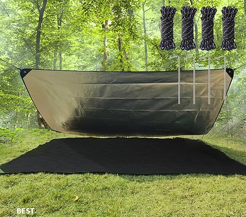 Miniatura 5 de Manta de supervivencia resistente, manta térmica de lona reflectante multifuncional, 60 x 83 pulgadas, impermeable, a prueba de arena, para camping,