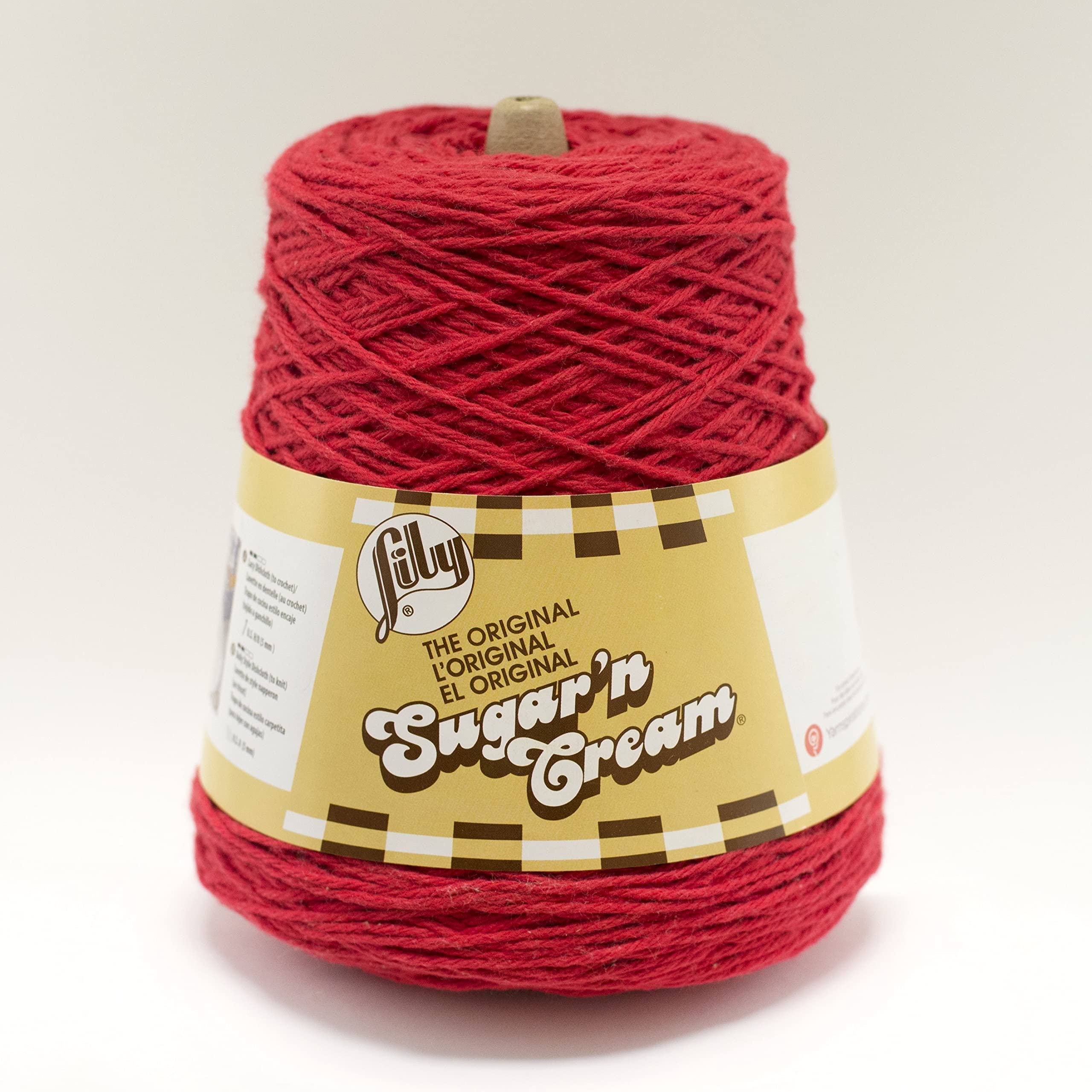 LilySugar N Cream Cones Red Yarn - 1 Pack of 14oz/400g - Cotton - #4 Medium - 706 Yards - Knitting, Crocheting & Crafts