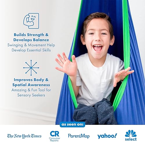 Miniatura 9 de Silla colgante para niños, incluye herramientas, ideal como columpio sensorial o columpio de terapia para autismo