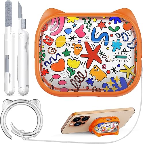 RFUNGUANGO Funda protectora compatible con AirPods Pro de 2 generación, con función de soporte para teléfono celular, una variedad de colores para