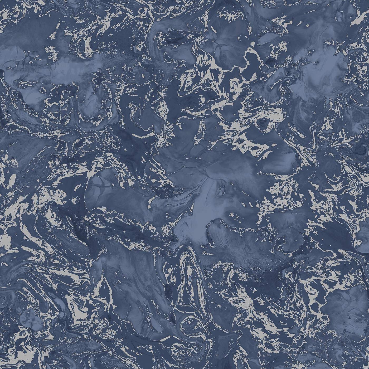 Yöl Marble,Navy Blue,Navy,Silver Liquid Marble Effect Navy Blue Silver Wallpaper Elixir Metallica Modern
