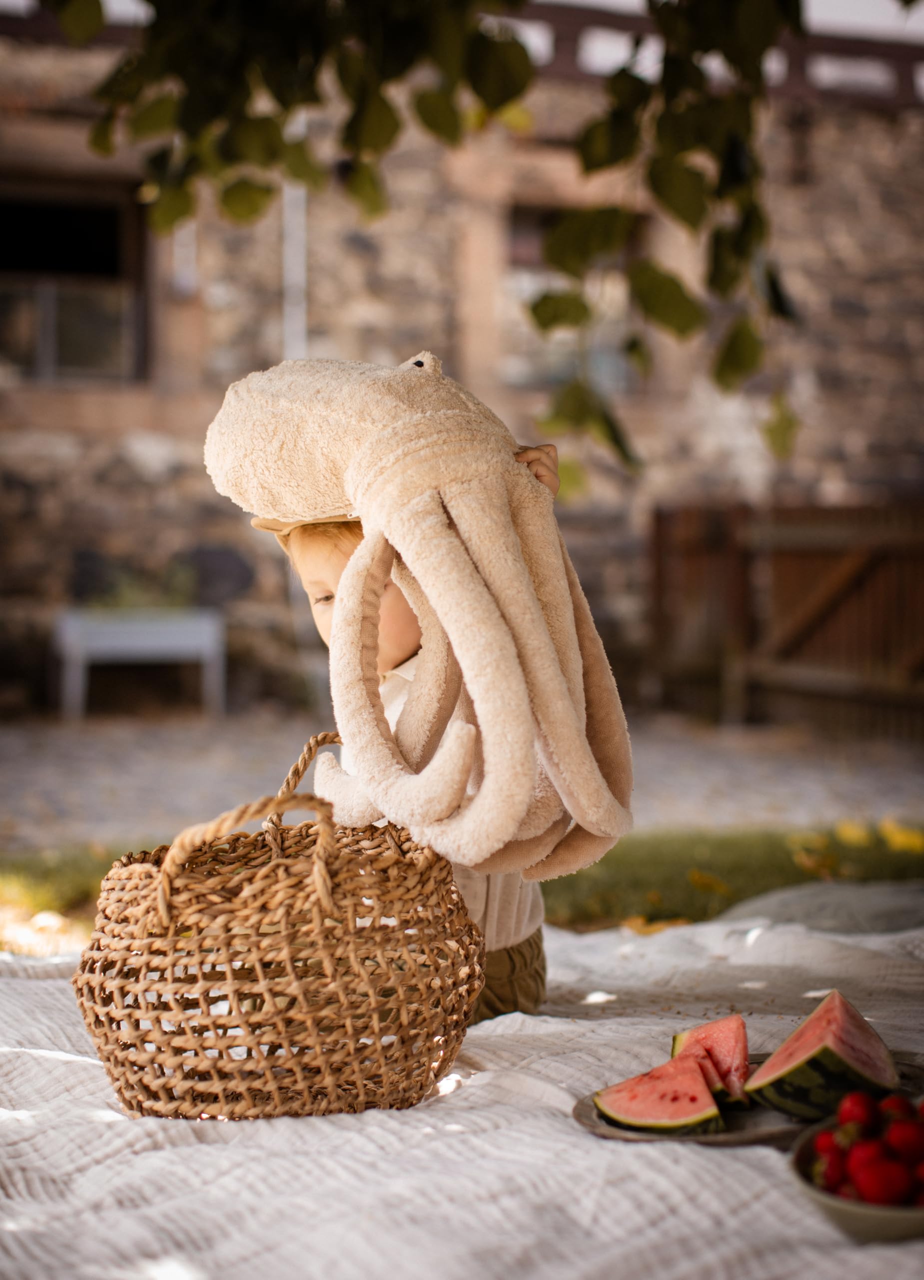 Senger Naturwelt Kuscheltier Oktopus groß, Bio-Baumwolle, Dinkelkissen
