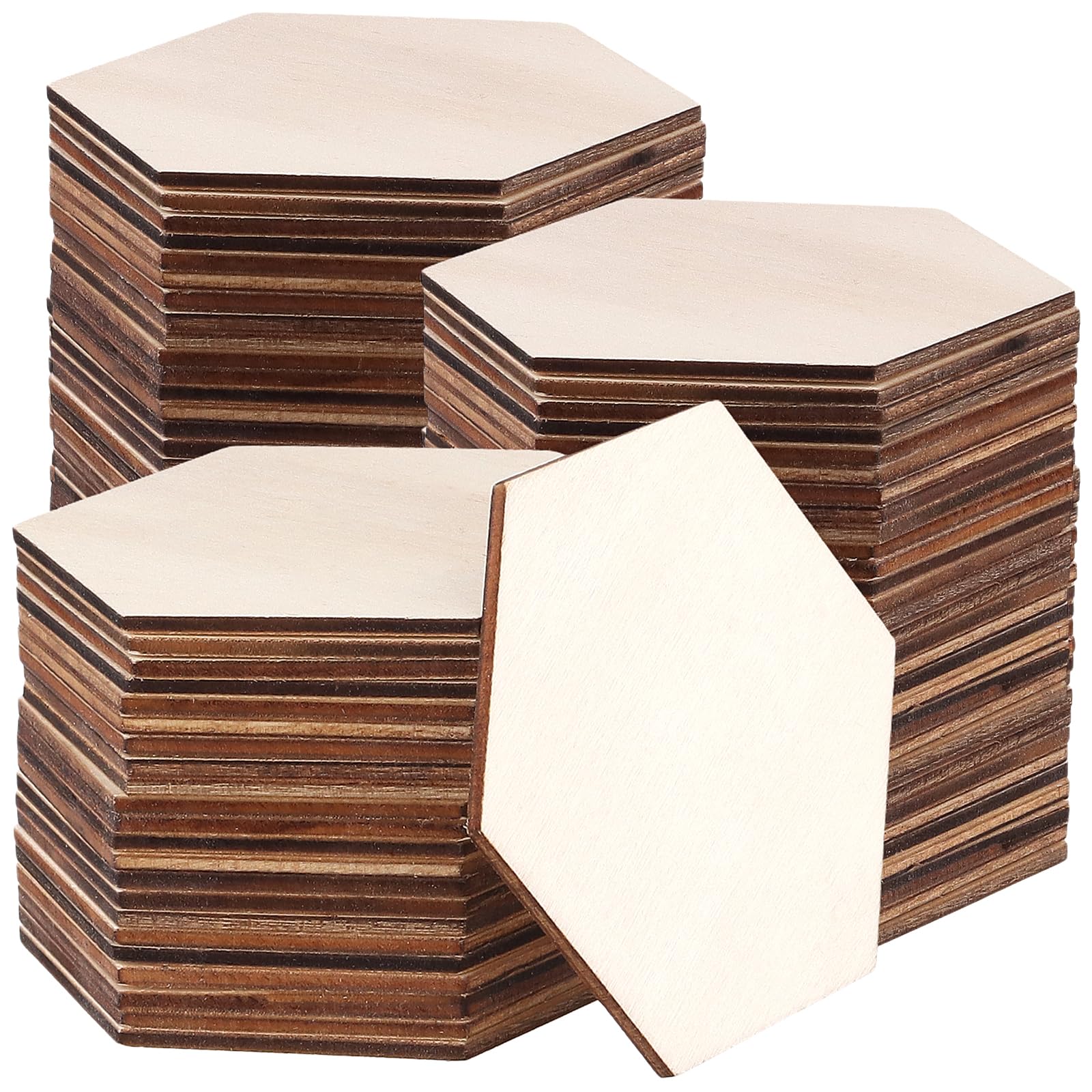 Tranches hexagonales bois 200 pcs MUKLEI 7,3x6,3cm pour loisirs créatifs