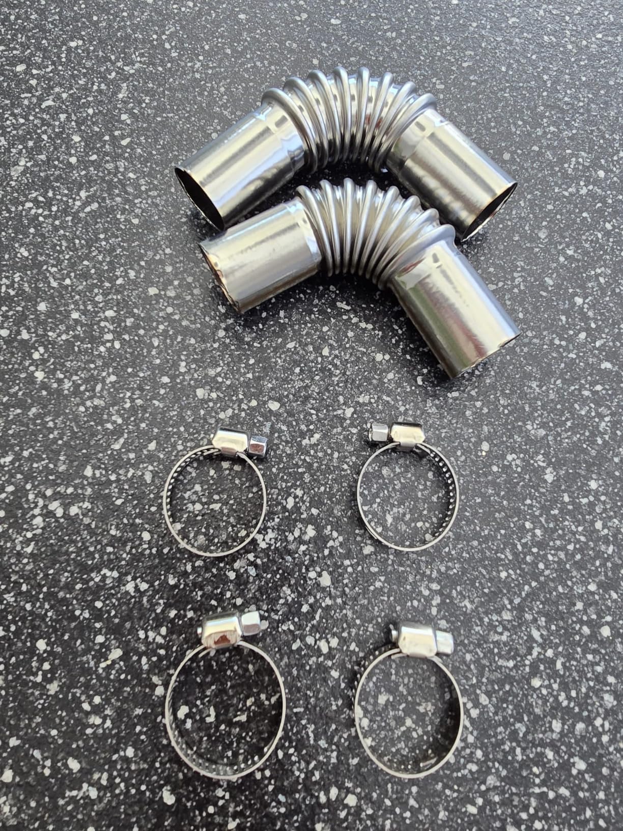 3 Edelstahl Abgasrohr Winkelverbinder 25mm - Für Standheizung & Dieselheizungen Mit Klammern