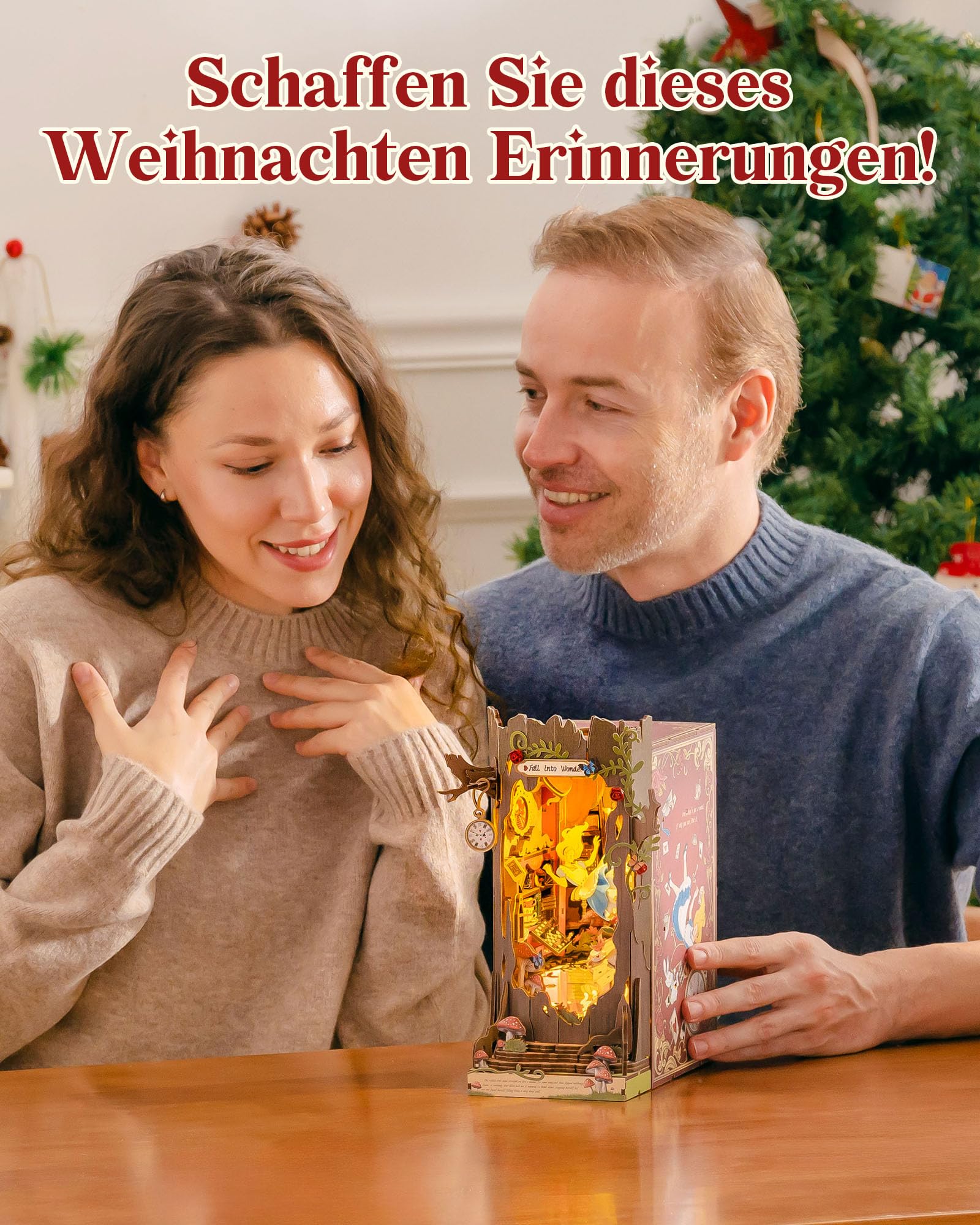 Rolife Book Nook Kit Fall into Wonder DIY Miniatur Haus Modell Kits für Schreibtisch Bücherregal Dekoration, 3D Puzzle mit Gespiegelte Illusion, Weihnachten Geburtstag Geschenke