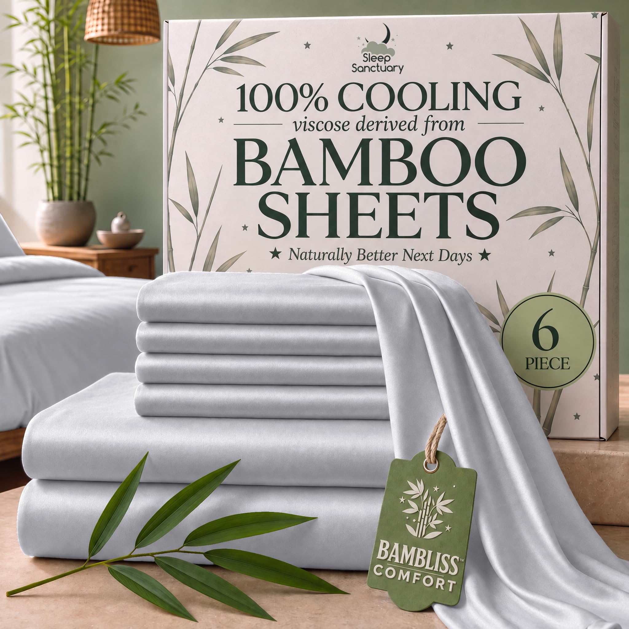 Sleep Sanctuary 100% Viscose Derived from Bamboo Sheets King Size
