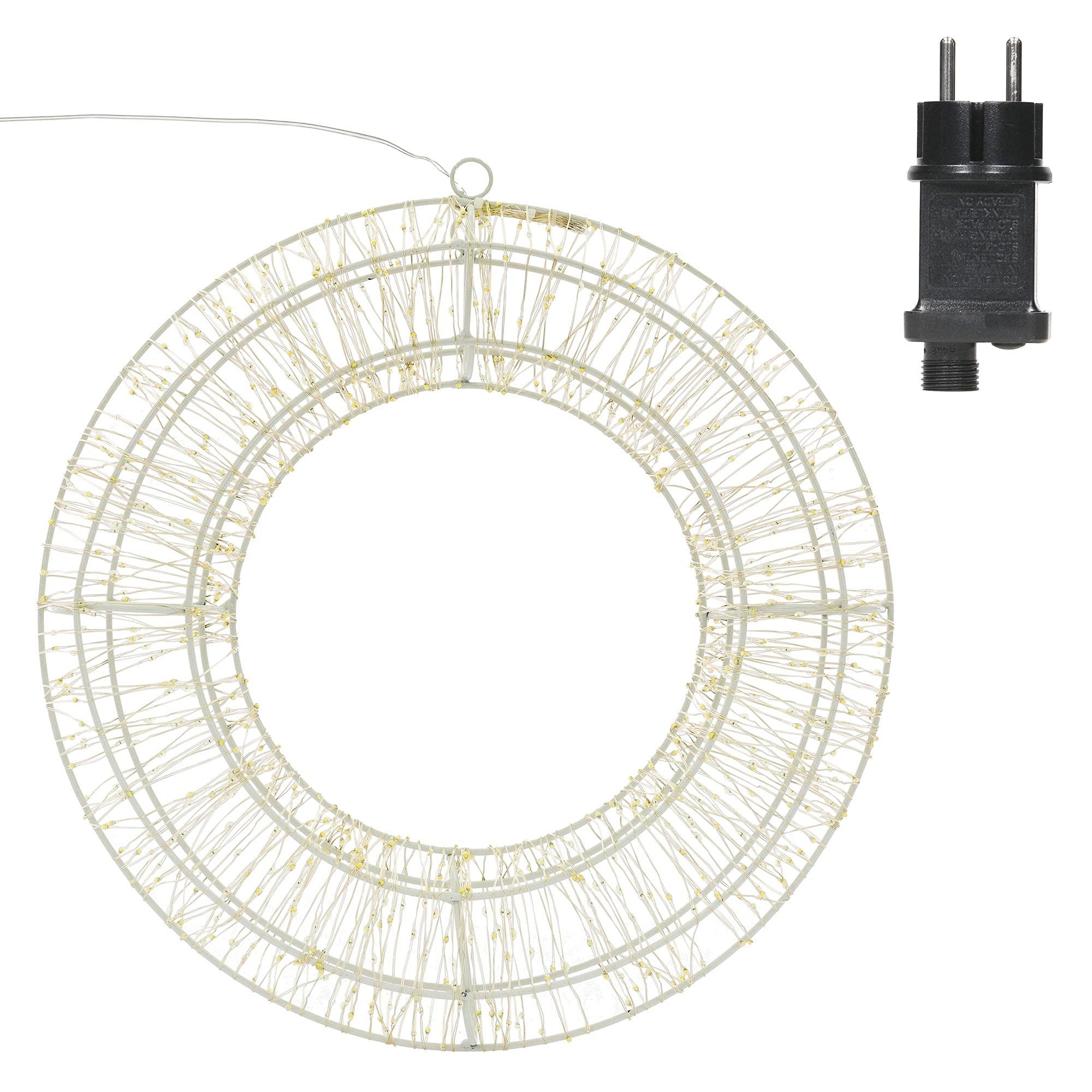ECD Germany LED Metalowy Wieniec Ø38cm z 900 diodami LED, cieply bialy, wiszacy wieniec z wylacznikiem czasowym, IP44 wodoodporny, do wewnatrz/na zewnatrz, zasilany elektrycznie, swiateczny wieniec