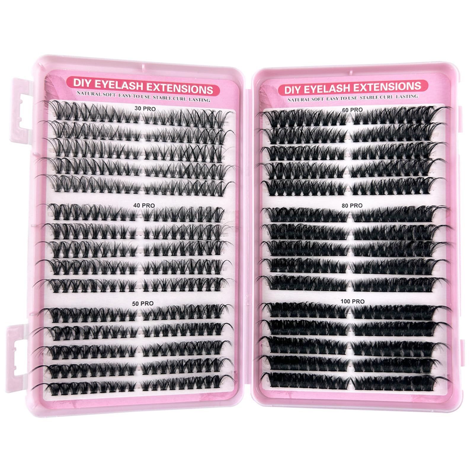Luoqun88 Cluster Lashes Individual Eyelashes, 540pcs Eyelash Clusters - D Curl Lash Extensions, Black