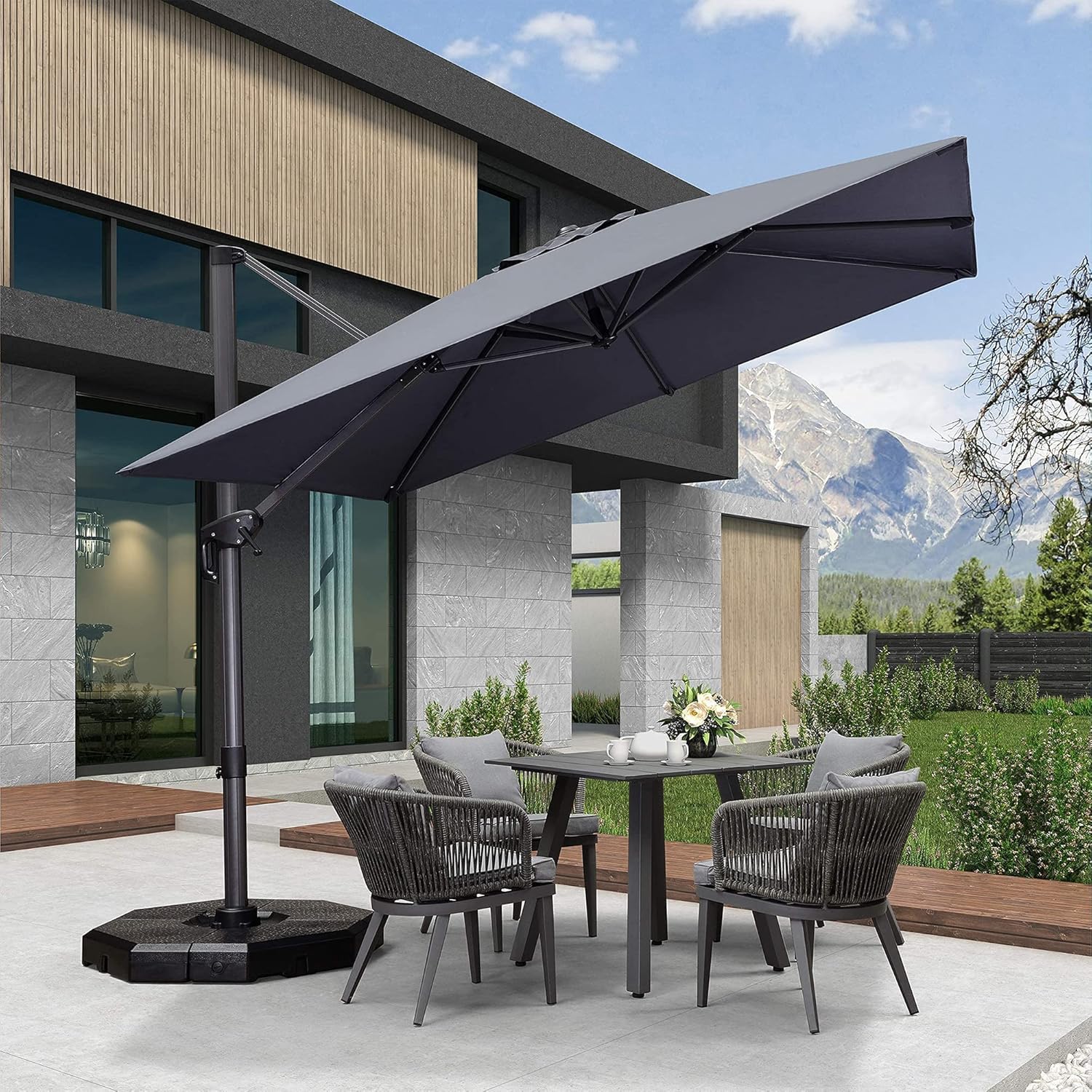 Genérico Lona de Recambio Sombrilla Cuadrada 8 Varillas Tejido Resistente a la Decoloración e Impermeable para Patio Jardín Terraza Exterior y Balcón