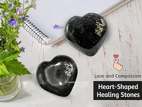 Miniatura 7 de Piedra de palma de corazón de cristal de nuummita - Piedra de preocupación de bolsillo para masaje, para equilibrar naturalmente los chakras del