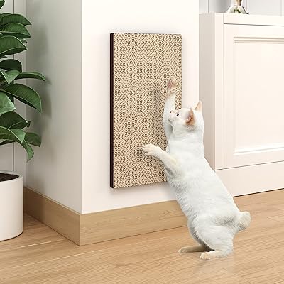 WAY BASICS Premium Cat Scratcher Wall Mounted Scratch Pad (Free Silvervine Organic Catnip)