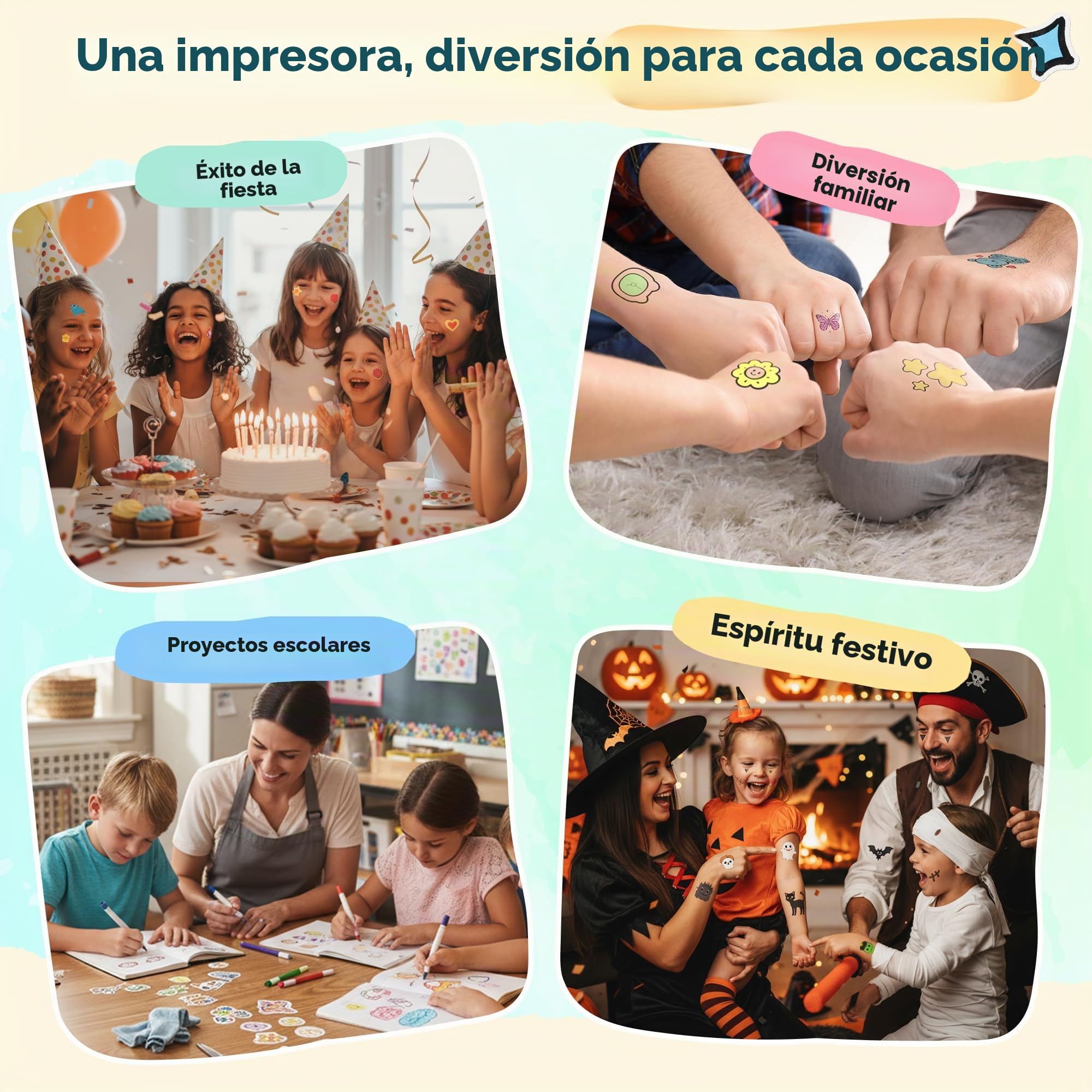 TATTMUSE Regalos Niña 5 6 7 8 9 10 Años, Kit de Impresora Tatuajes para Niños con 40 Hojas y 4 Rotuladores - Manualidades Creativas y Juguetes para Niños de 11 12 Años