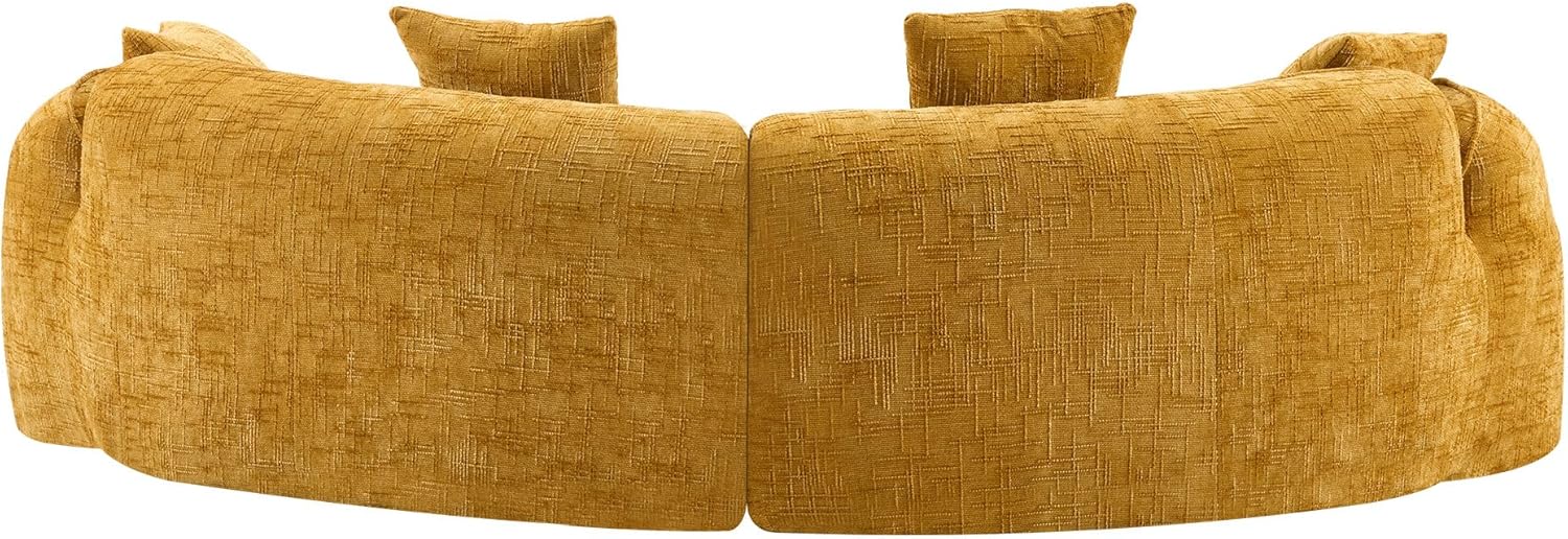 109-Inch Curved Boneless Sofa Couches Compressed 4-Seat Foam Couch for Living Room Bedroom, Boneless Modular Cloud Sofa Curved Floor Couch with 4 Pillows, No Assembly