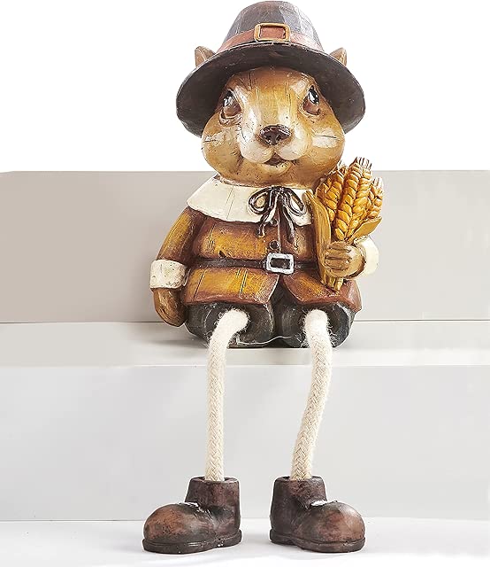 Giftcraft Harvest Squirrel Shelf Sitter, 4.33-inch Height, Brown, Earth Tones, Resin, Classic, Matte Finish, Animal, Novelly Figurine