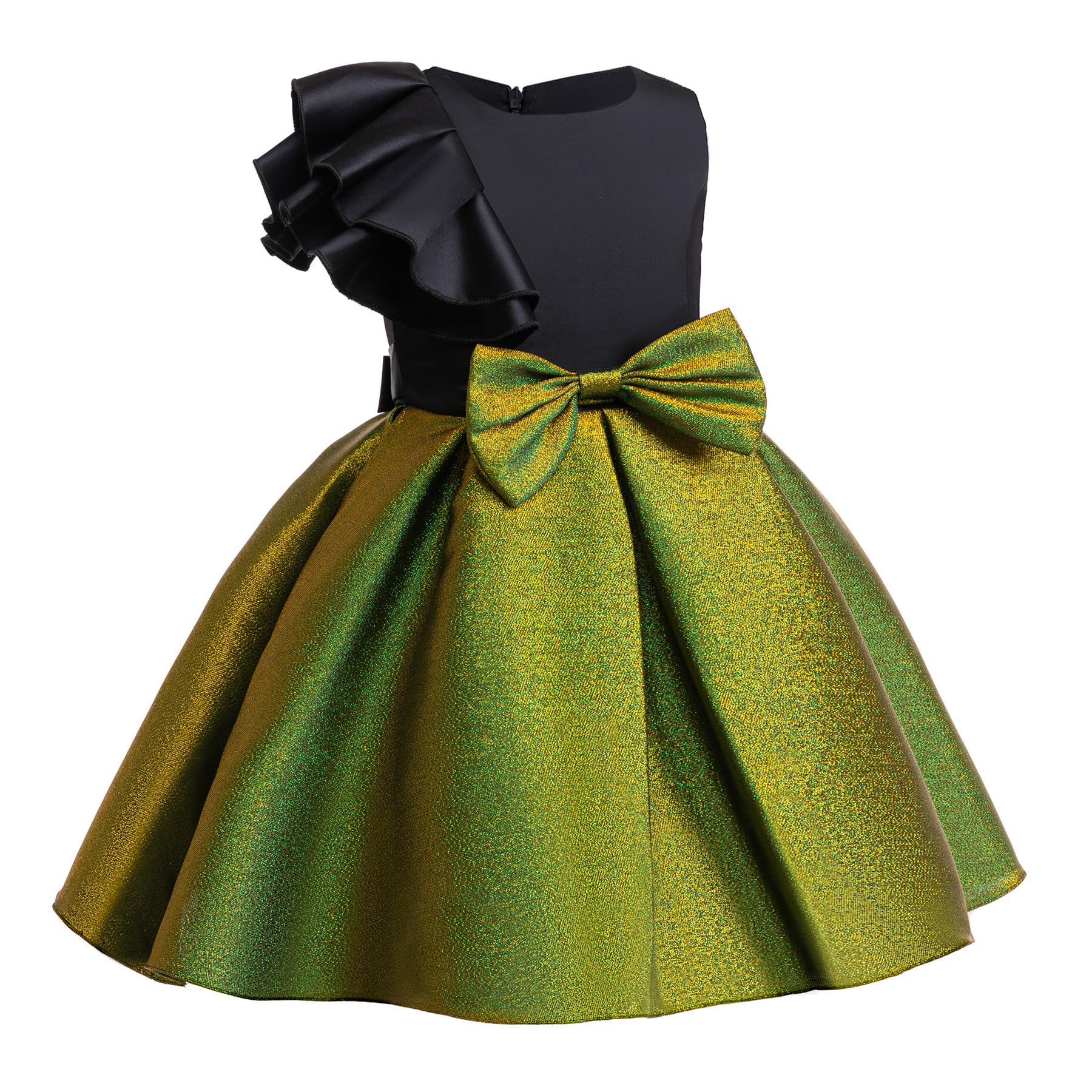 Niñas Vestidos Chaleco de Tela Brillante Vestido de Princesa Vestido de Niños Vestidos de Rendimiento para Niñas
