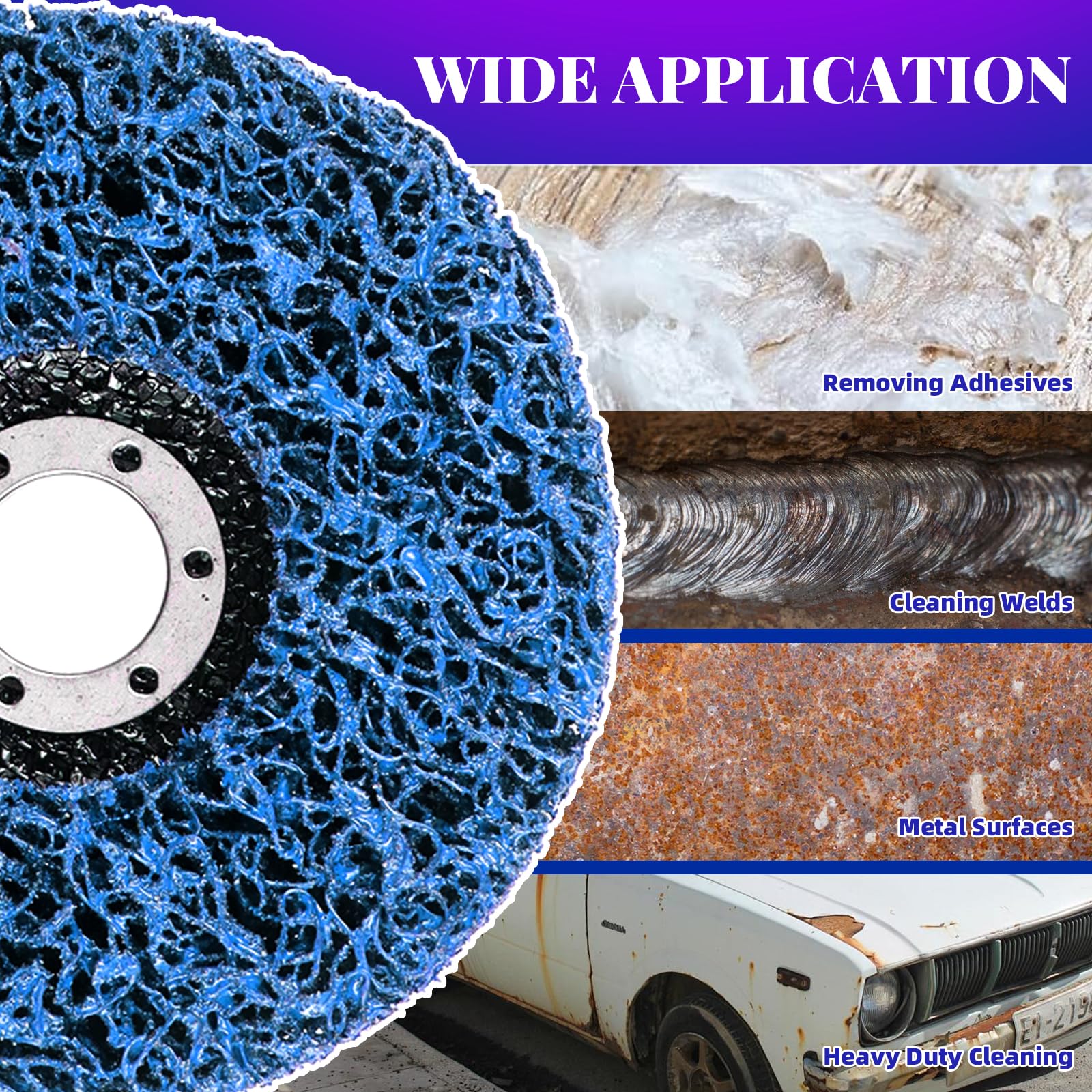 Discos de limpieza gruesos CSD de 125 mm, 7 discos CSD de 125 mm, discos abrasivos para amoladora angular, eliminar el óxido, para eliminar el óxido y eliminar el óxido (azul, 7, mediano)