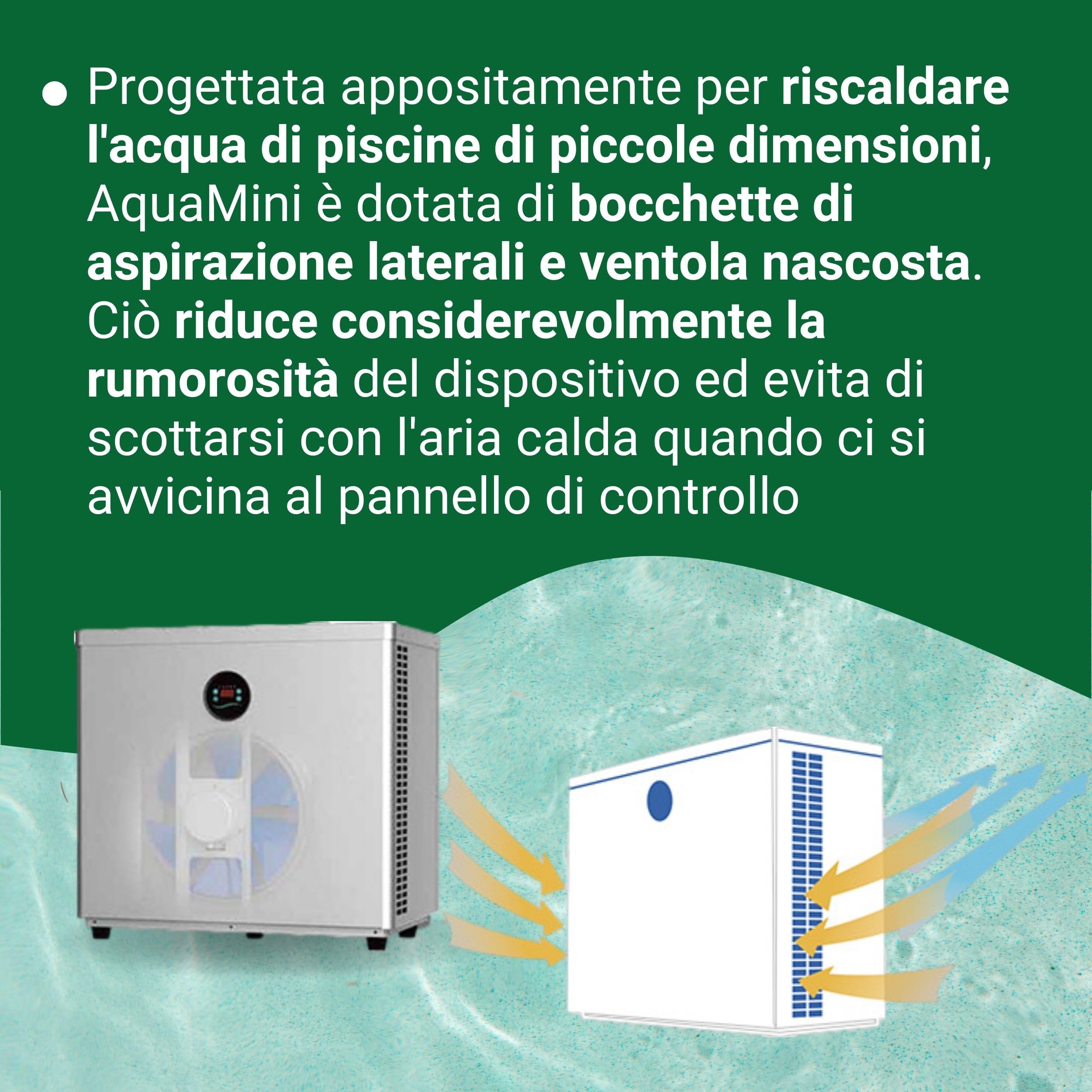 Polartex Pompa di Calore per Piscina AQUAMINI per Riscaldare Acqua Piscina Fuori Terra o Interrata (15 m³)