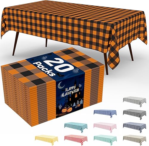 Miniatura 78 de misaya Paquete de 4 manteles desechables de búfalo, mantel de plástico impermeable de 54 x 108 pulgadas, manteles rectangulares a cuadros azules y