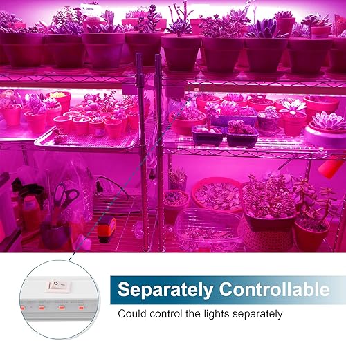 Miniatura 4 de Barrina Luces de cultivo para plantas de interior, espectro completo, 4 pies 160 W (8 x 20 W), tira de luz LED de cultivo para inicio de semillas,