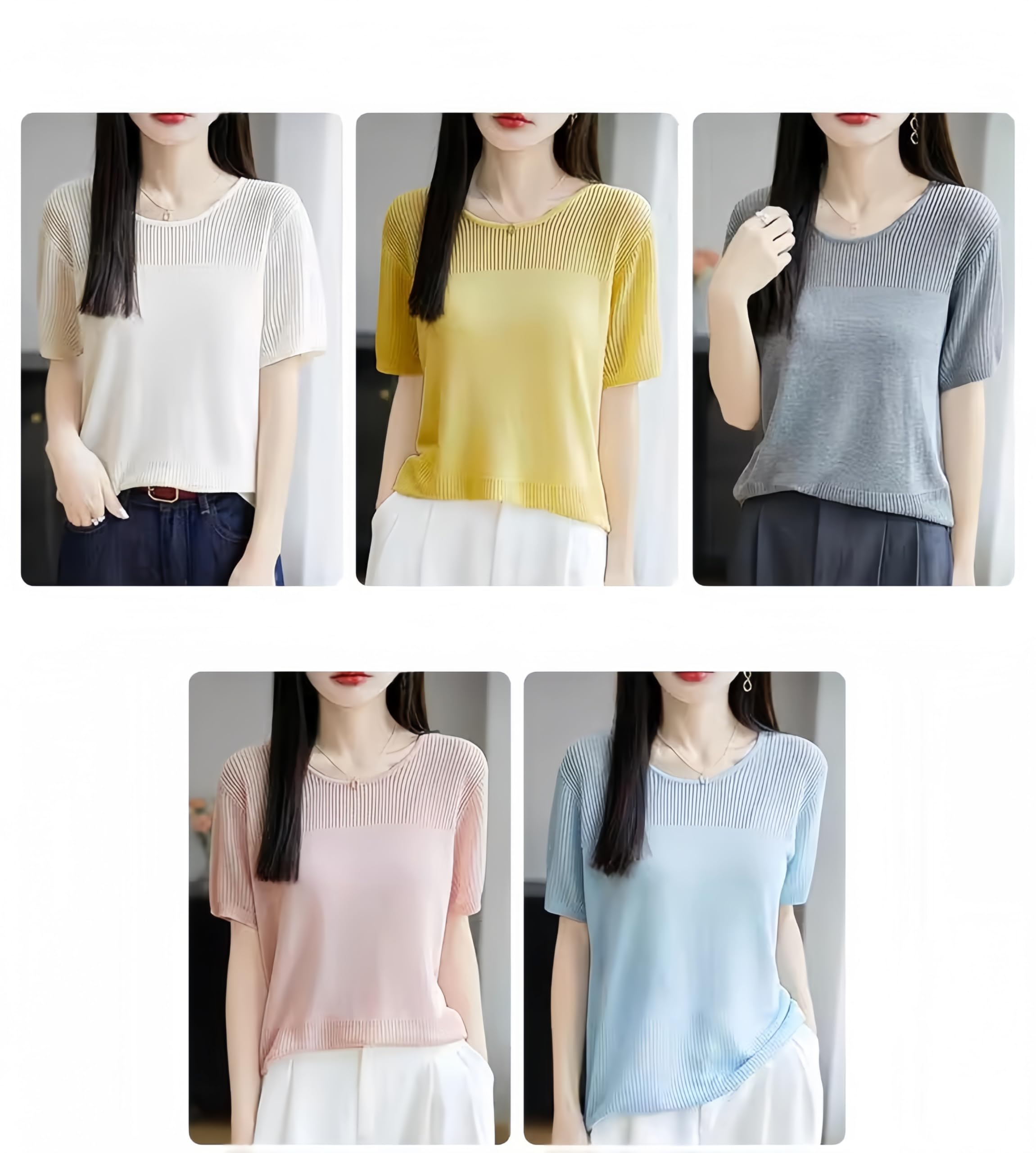 Maglioni da Donna, Maglie A Tunica A Maniche Corte, Maglioni in Maglia Leggeri, Giacca Estivi, Gilet con Scollo A Giro, Giacca Casual.