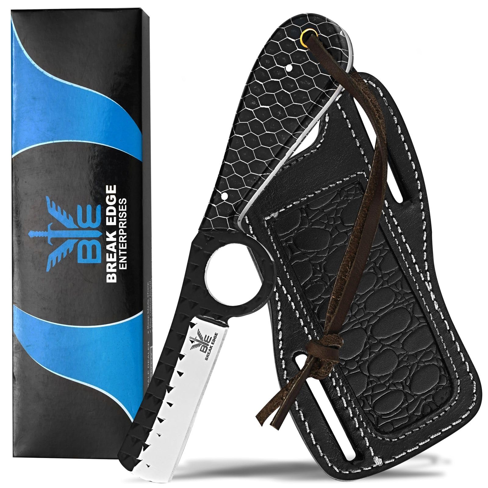 BE BREAK EDGE Cow Boy Knife, Hand Forged Bull Cutter with Sheath Best Gift fo...