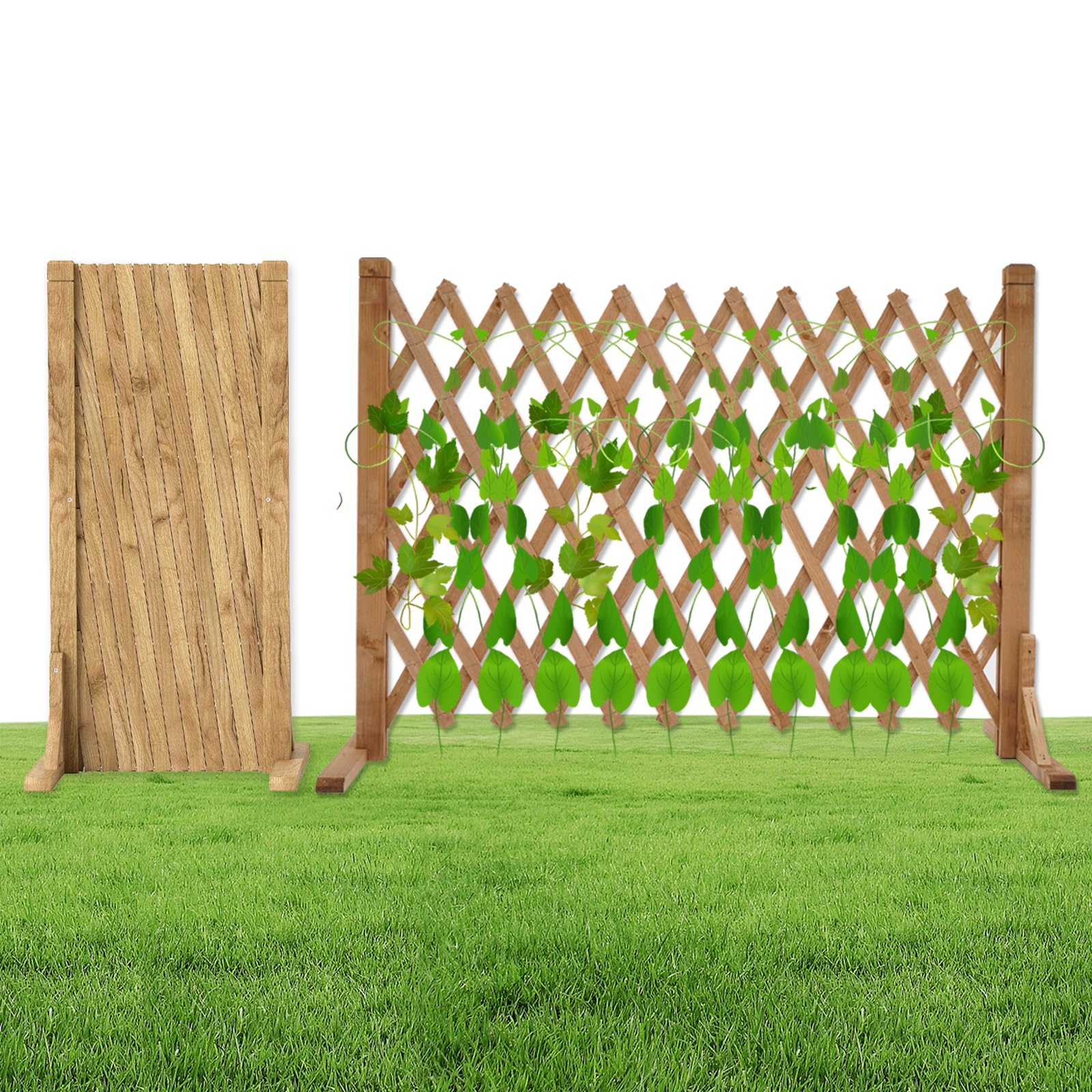 Nisorpa Lot de 2 panneaux de clôture extensibles en bois massif pour clôture de jardin, rétractable, autoportante, pour animaux domestiques, 34 à 160 cm