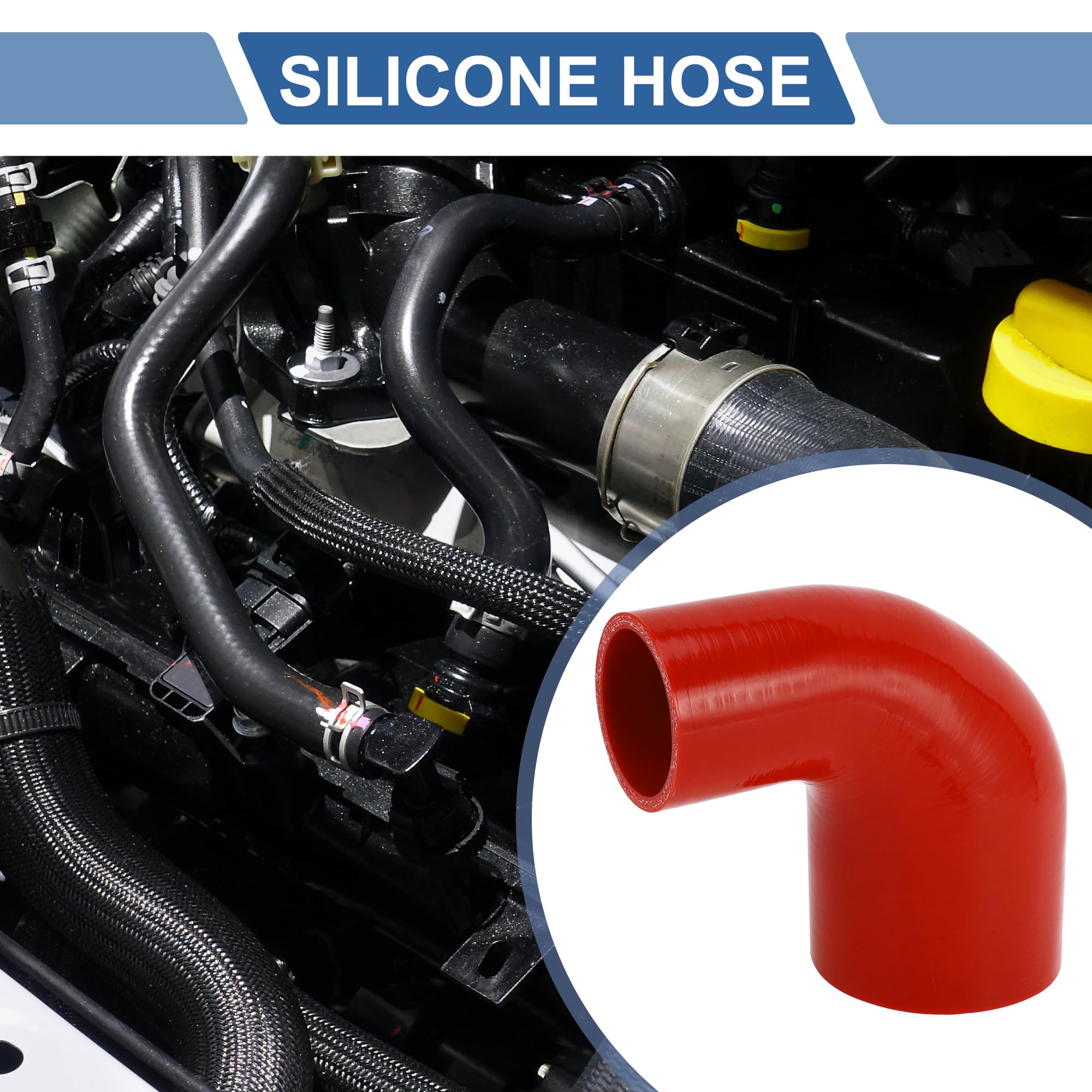 A ABSOPRO 1 Pz 51mm/2.01"-76mm/2.99" ID 100mm/3.94" Lunghezza 90 Gradi Tubo in Silicone Rosso per Raffreddamento Universale