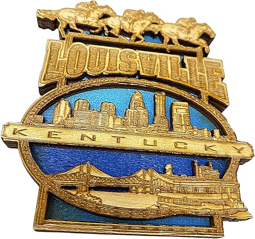 Miniatura 3 de Louisville, Kentucky - Imanes de recuerdo, decoración de cocina de madera tallada para refrigerador, pizarras blancas, 3.25 pulgadas