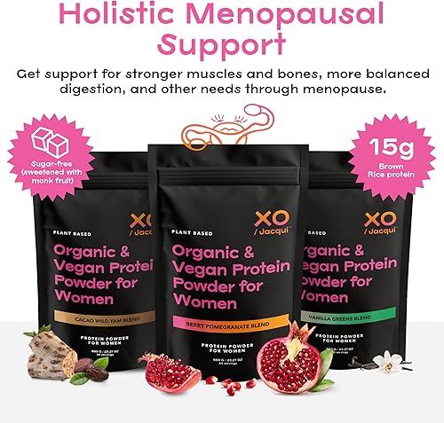 Miniatura 4 de XO Jacqui - Proteína en polvo de apoyo para la menopausia - 100 orgánica - Apoyo para todas las etapas de la menopausia - Densidad muscular magra y