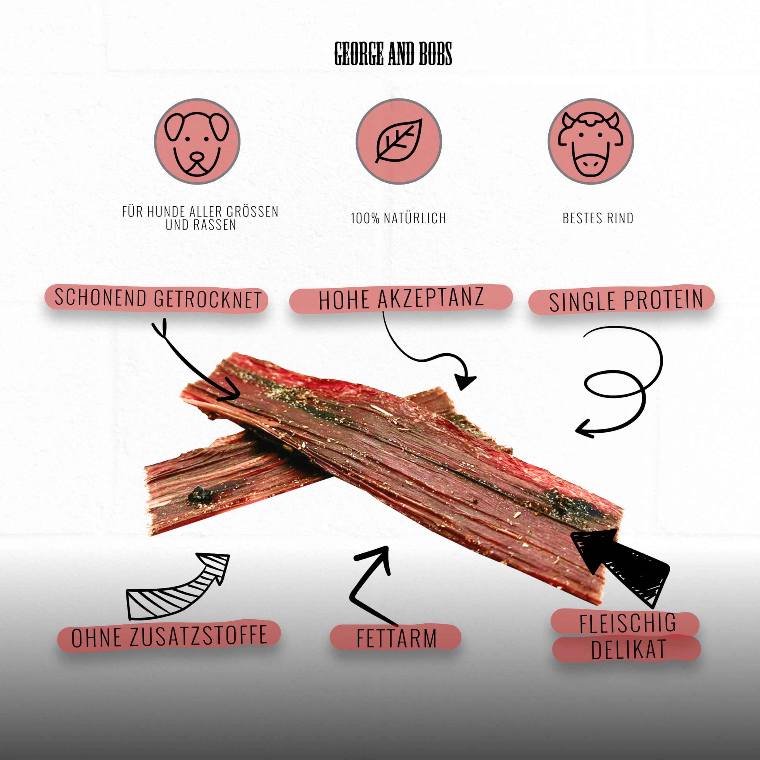 George and Bobs Rinderschlundfleisch Dörrfleisch für Hunde 1000g