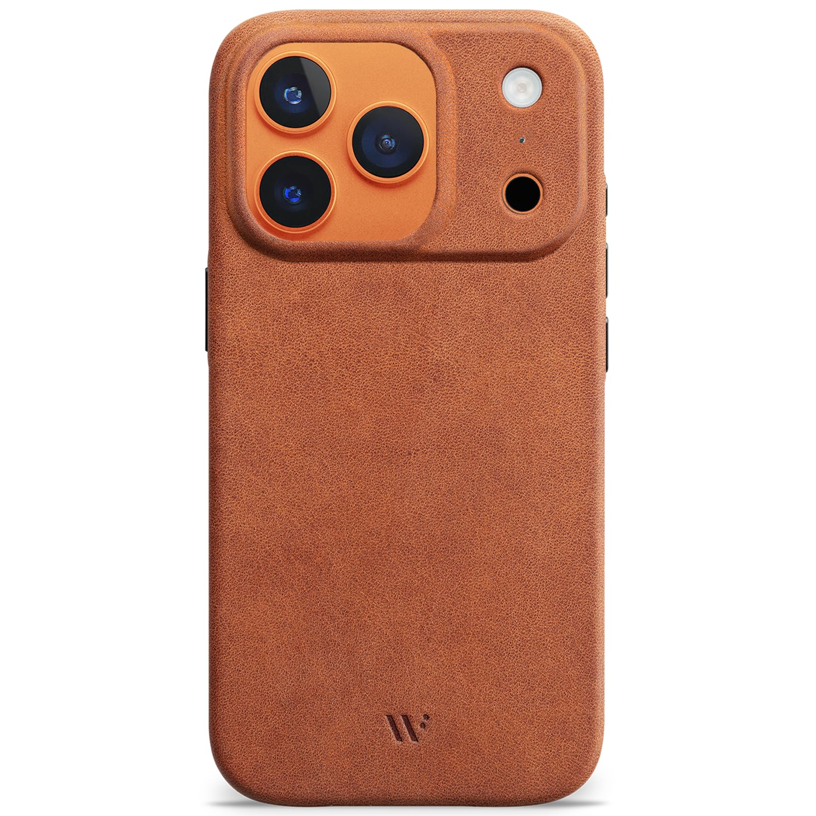 WIIUKA Funda para iPhone 17 Pro, piel de Alemania, funda de piel extrafina, funda premium para teléfono móvil, funda para teléfono móvil, funda qi, skiin more, vintage coñac