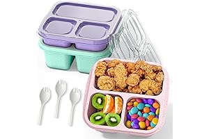 Meal Prep Containers Reusable 3 Pack Bento Boxes with 3 Compartments