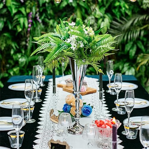 Miniatura 2 de Sziqiqi Juego de 2 centros de mesa altos metálicos para mesas de recepción de boda Florero dorado con soporte Decoración de base para fiestas,