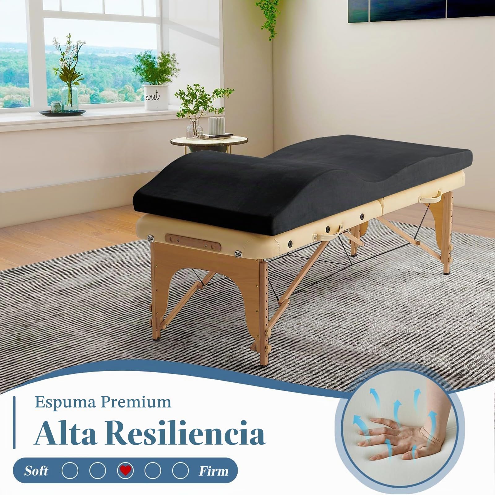 Colchón ergonómico para Cama de Masaje, 180 x 60 cm, Espuma de Alta Densidad para Tumbona cosmética, Masaje SPA y salón de Belleza (Solo colchón)