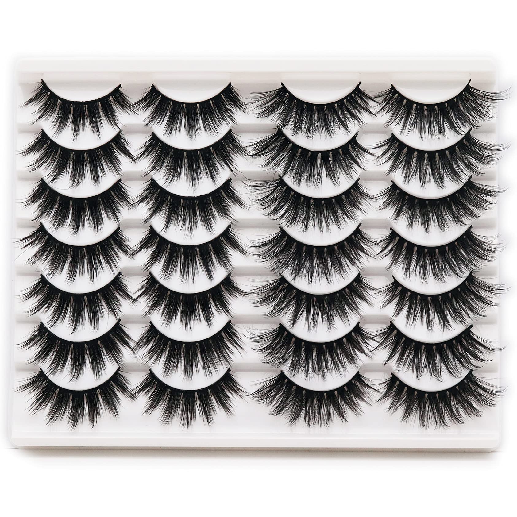 Losha False Lashes 14 Pairs Value Pack Fluffy Fake Eyelashes Natural Look 6D Handmade Reusable Eye Lashes Pack 2 Styles Mix
