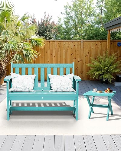 Miniatura 8 de SERWALL Mesa auxiliar Adirondack, mesa auxiliar para exteriores, sin montaje, mesa plegable pequeña de HDPE para patio trasero, piscina, porche,