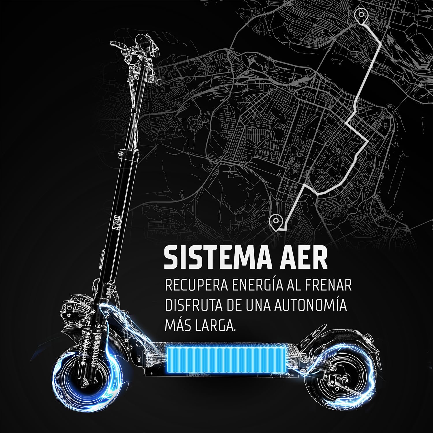 ZWHEEL ZRINO Patinete Eléctrico Adultos Homologado DGT - 600W-1200W MAX, 35-70km Autonomía, Doble/Cuádruple Suspensión Hidráulica, IP54, Ruedas 10" Tubeless/Offroad - App