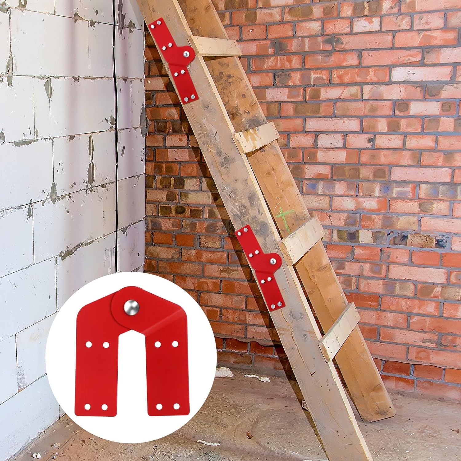 Tandefio 4 Pcs Attic Ladder Hinge Replacement Kit Herringbone Ladder Tie Rod with Anti Slip Screws