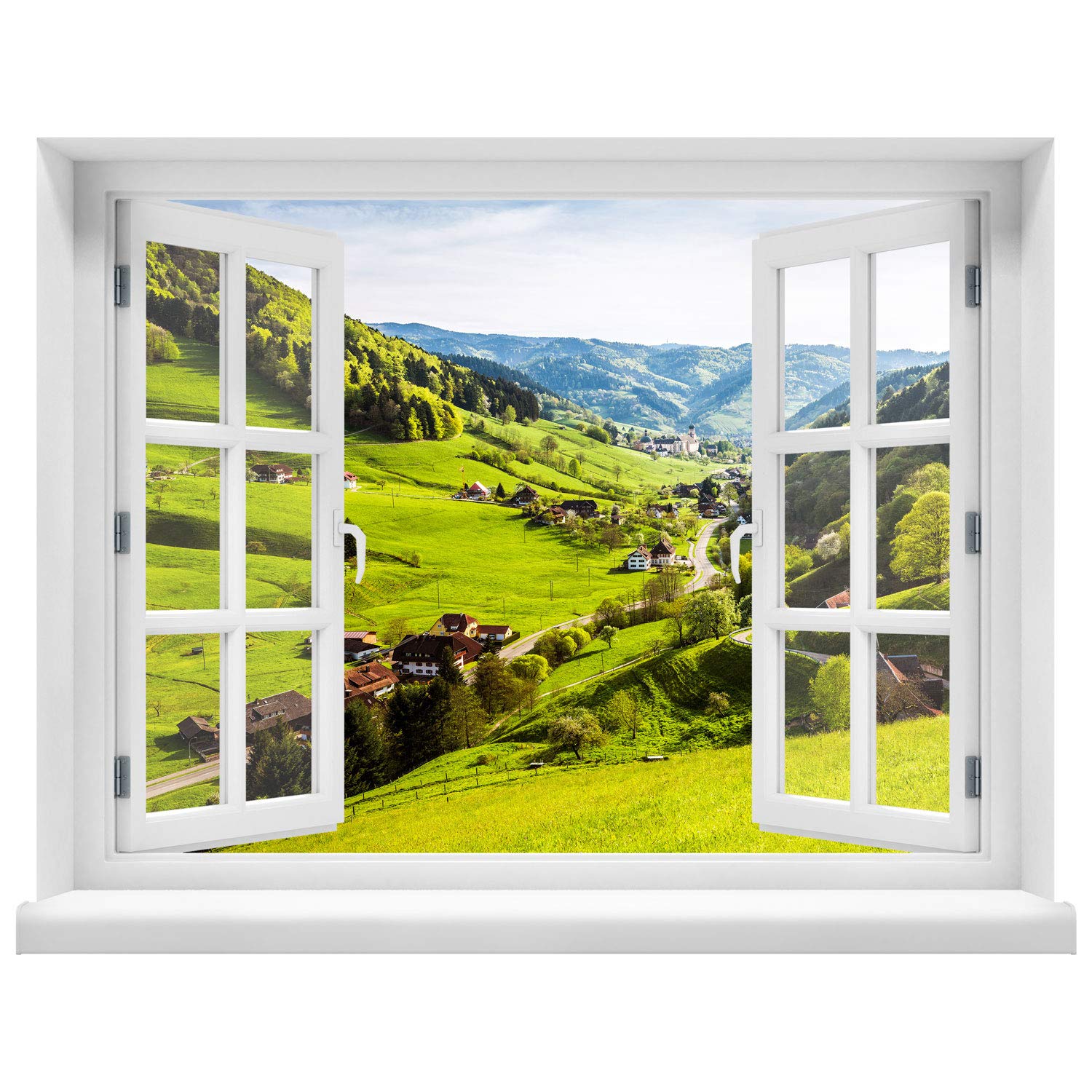 Wall Tattoo - Window with View of Black Forest 100 x 78 cm - Wall Sticker