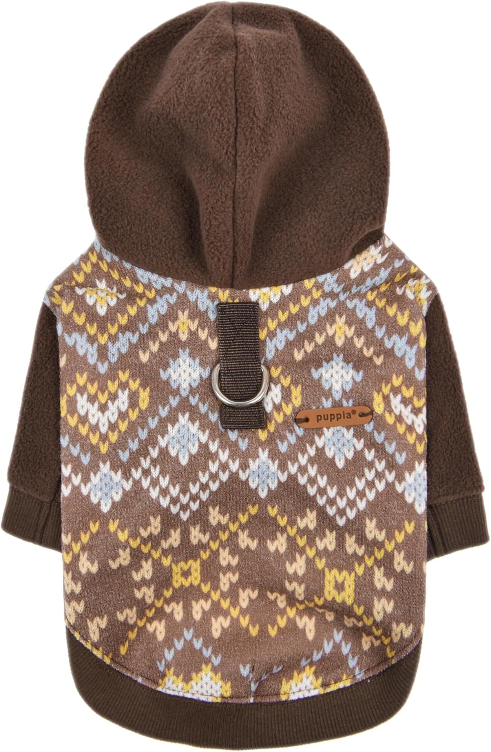 Puppia Skadi Winter Hoodie Warm Cozy Fashionable for Small Dogs, Brown, Small