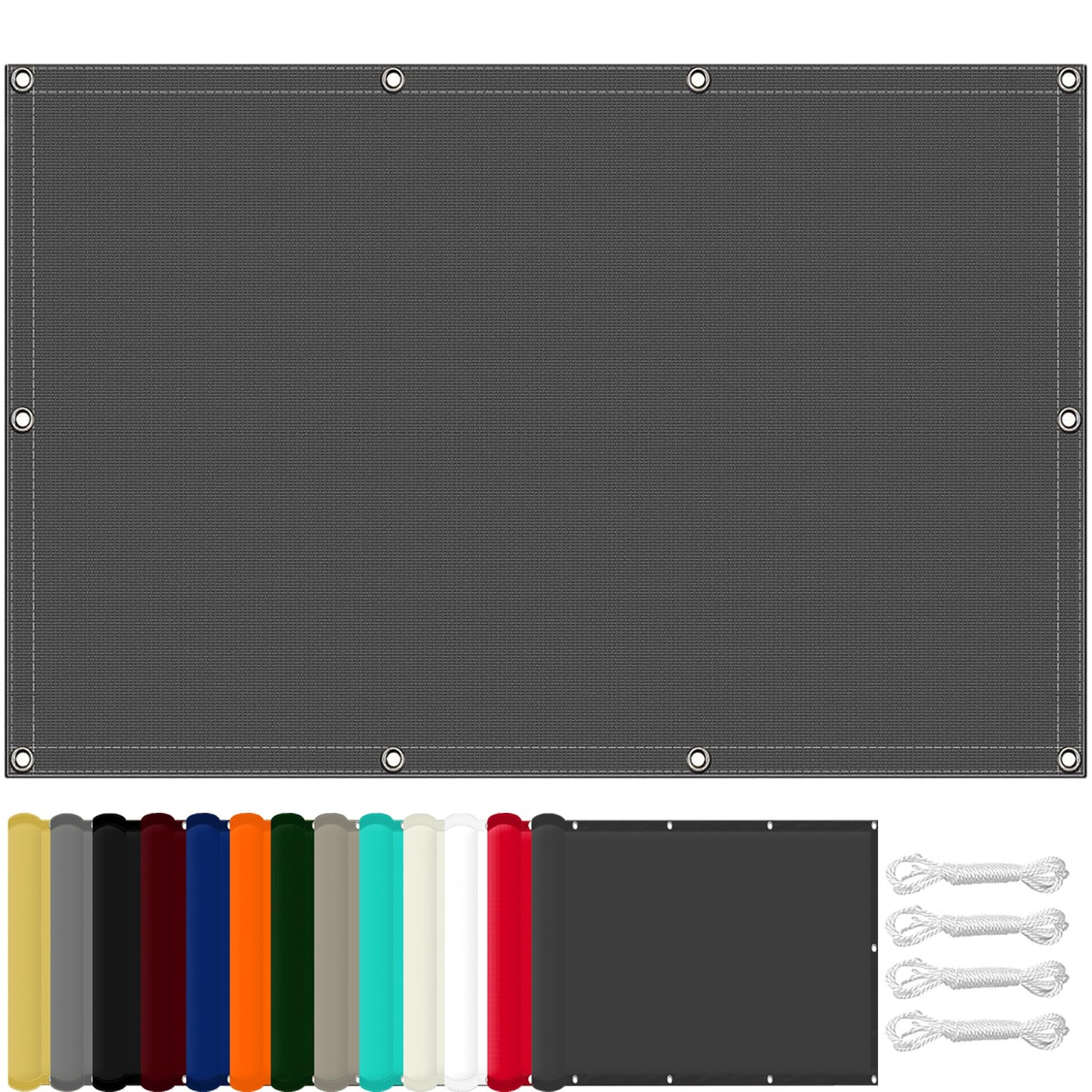 Tela de sombra gris oscuro de 110x150 cm impermeable y resistente al viento para jardín y patio